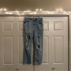 American Eagle Outfitters Light Blue Distressed Cropped Jeans